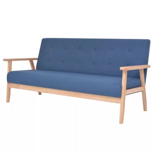 vidaXL 3-osobowa sofa tapicerowana, niebieska - Sofy i kanapy - miniaturka - grafika 1