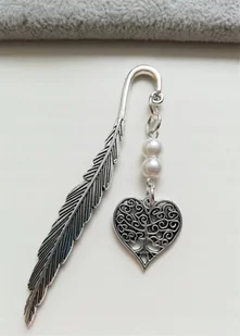 BIAŁA ZAKŁADKA DO KSIĄŻKI SERCE AŻUR PERŁA PEREŁKI - Dekoracje domu - miniaturka - grafika 1