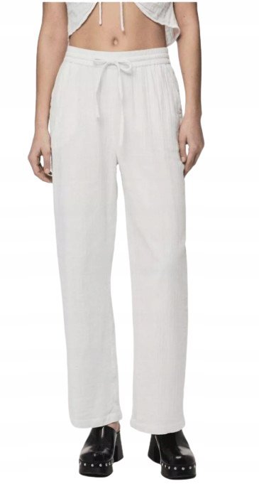 PIECES BIAŁE SPODNIE CASUAL Z WIĄZANIEM I LUŹNYM FASONEM XS XQA