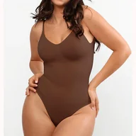 Body - Body modelujące z wycięciem na plecach - Brązowy XL - miniaturka - grafika 1
