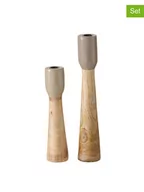 Świeczniki - Boltze Świeczniki (2 szt.) "Caldeas" w kolorze jasnobrązowo-szarym - miniaturka - grafika 1