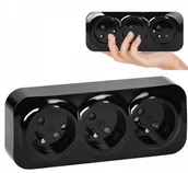 Gniazdka elektryczne - Gniazdo Potrójne Natynkowe z Uziemieniem ToDo 2P+Z IP20 16A 230V Czarne - miniaturka - grafika 1