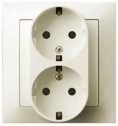 Ospel Gniazdo ścienne IMPRESJA Podwójne z/u schuko ecru GP-2YS/27 - Gniazdka elektryczne - miniaturka - grafika 1