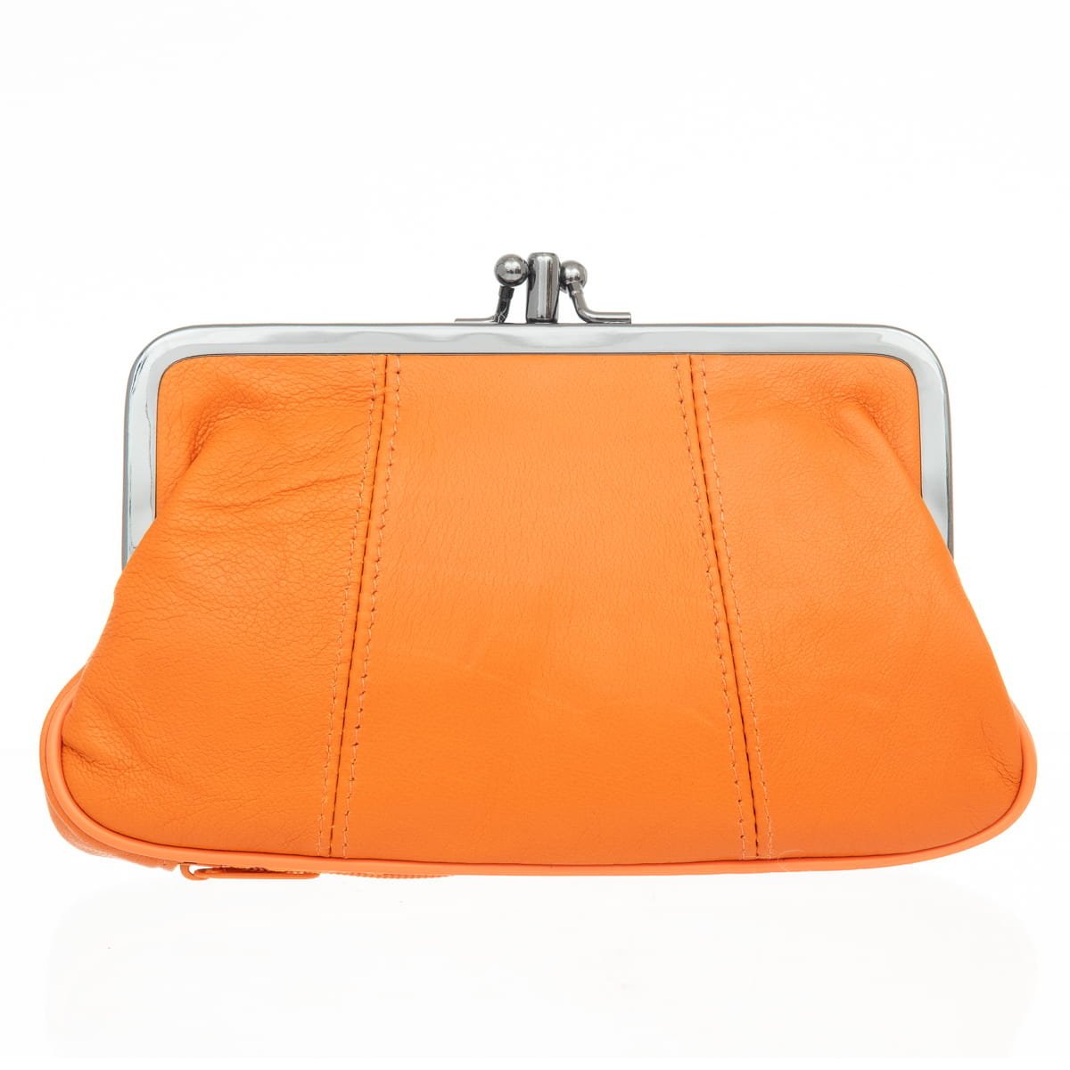 Duża Portmonetka Skórzana Kaletnik Pomarańczowa