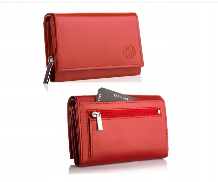 SKÓRZANY PORTFEL DAMSKI czerwony