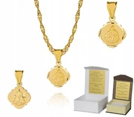 Biżuteria dla dzieci - Złoty łańcuszek srebro pozłacane medalik SZKAPLERZ 55 cm DEDYKACJA S3M31 - miniaturka - grafika 1