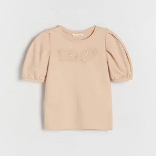 Reserved - Bluzka z aplikacją - Beżowy - Koszulki dla dziewczynek - miniaturka - grafika 1