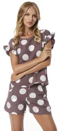 Piżamy damskie - Mocca krótka piżama w kropki PIGEON XL - miniaturka - grafika 1
