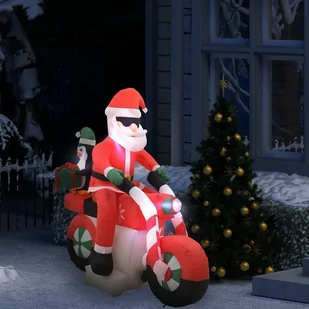 vidaXL Nadmuchiwany Święty Mikołaj na motocyklu, z LED, IP44, 160 cm - Oświetlenie świąteczne - miniaturka - grafika 1