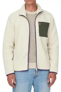 ONLY & SONS Onsdallas Sherpa kurtka męska OTW Vd polarowa, Srebrna podszewka/szczegóły: torfowy/fioletowy indygo, M - Kurtki męskie - miniaturka - grafika 1