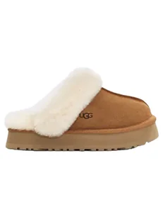 UGG Skórzane kapcie "Disquette" w kolorze jasnobrązowym - Kapcie damskie - miniaturka - grafika 1