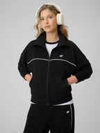 Bluzy damskie - 4F Bluza dresowa regular bez kaptura damska - czarna XS - miniaturka - grafika 1