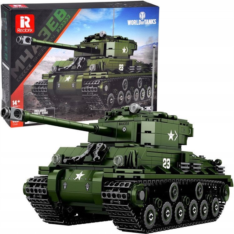 Reobrix Licencjonowane Klocki Czołg Sherman M4A3E8 836 ele ZA5806 EDUKAMP