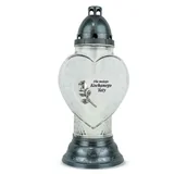 Lampiony i znicze - Znicz dla Taty 38 cm Srebrny DP739 Znicz Serce z Dedykacja dla Mojego Kochanego Taty z Wkładem - miniaturka - grafika 1