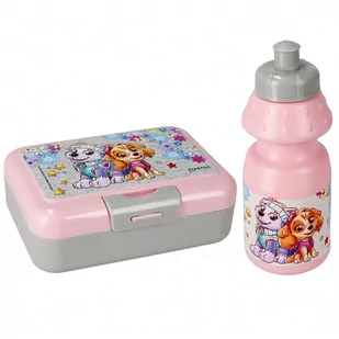 Psi Patrol Szaro-różowy zestaw śniadaniowy dla dziewczynki, bidon+pudełko śniadaniowe Uniwersalny - Lunch boxy - miniaturka - grafika 1