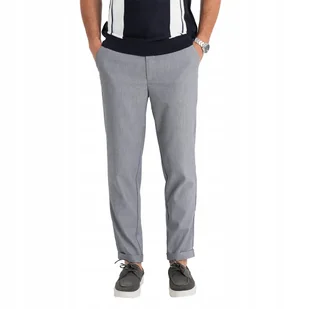 Spodnie męskie chino REGULAR FIT z gumką w pasie szare V2 OM-PACP-0157 XXL - Spodnie męskie - miniaturka - grafika 1