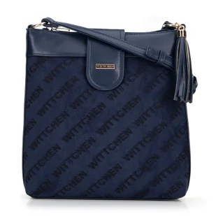 Damska crossbody z ekoskóry w logo granatowa - Torebki damskie - miniaturka - grafika 1