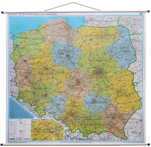 Polska mapa ścienna administracyjno-drogowa z tablicami rejestracyjnymi 1:500 000 EkoGraf - Atlasy i mapy - miniaturka - grafika 1