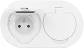Gniazdka elektryczne - Hermetyczne gniazdo elektryczne podwójne, owalne, IP55, 2x2P+ZFrench, białe - miniaturka - grafika 1