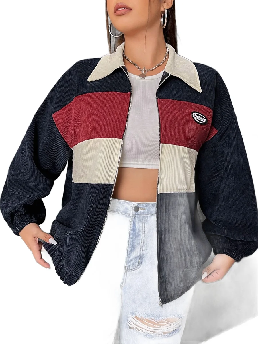 SHEIN KURTKA DAMSKA BOMBER NA ZAMEK W PASKI W STYLU RETRO 50 1MA