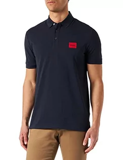 Koszulki męskie - HUGO Męska koszulka polo Dereso222 Slim-Fit z bawełny piqué z logo, Dark Blue405, L - grafika 1