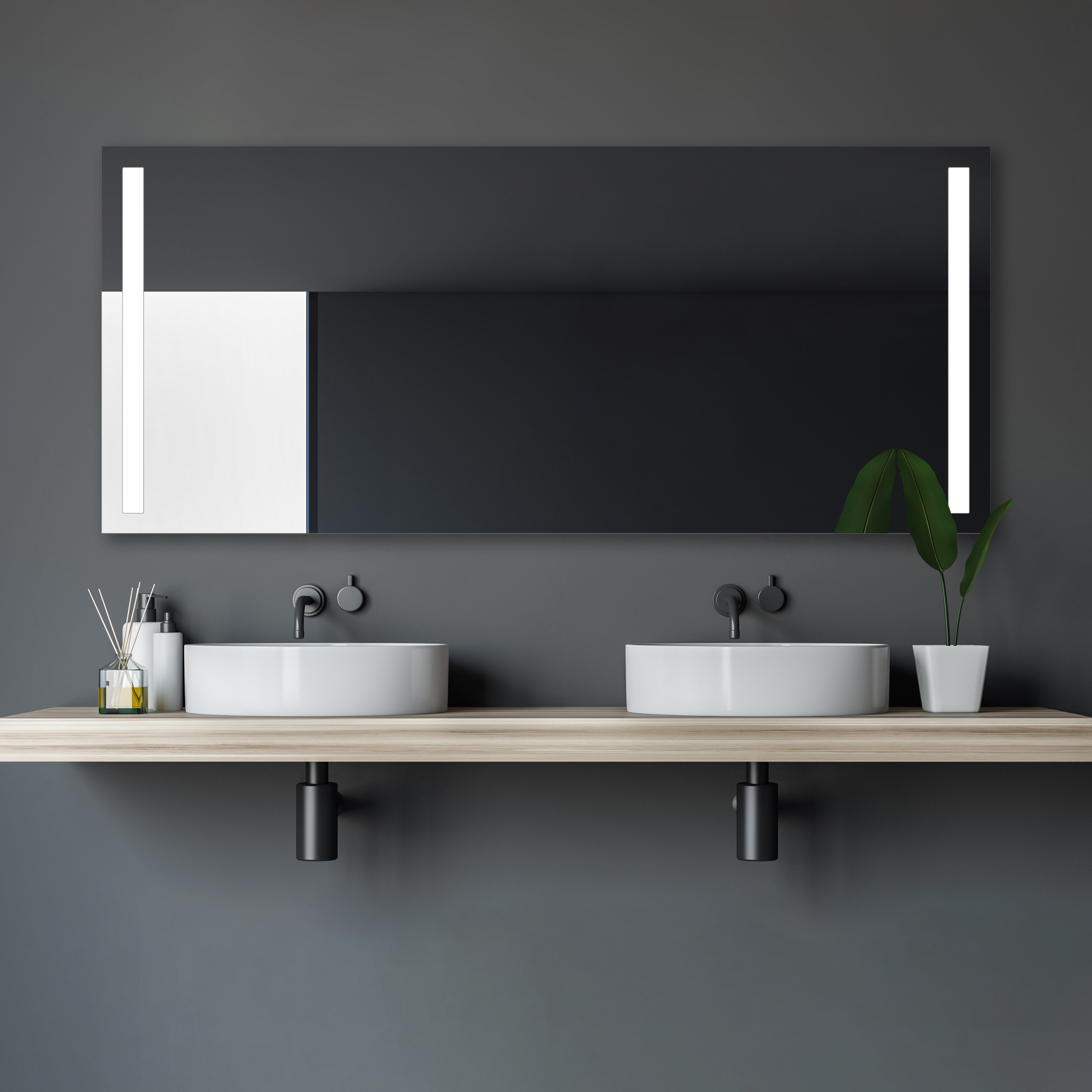 Lustro łazienkowe z oświetleniem TALOS Light - Lustro łazienkowe 160 x 70 cm - z podświetlanymi wycięciami - kolor światła neutralny biały
