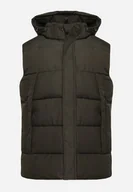 Kamizelki męskie - Ciemnozielona Pikowana Kamizelka z Odpinanym Kapturem i Zasuwanymi Kieszeniami Ebettina - miniaturka - grafika 1