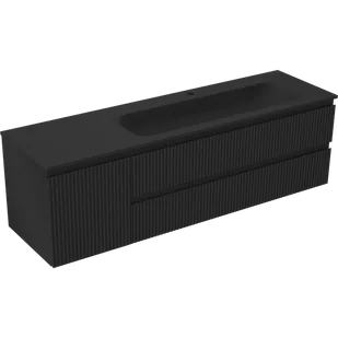 Mexen Rivel szafka łazienkowa 160 cm z umywalką Vela prawą, 2S, 1D, ryflowana, czarna mat - 91A23-16047-3-BBFFF71-W23P71 - Szafki łazienkowe - miniaturka - grafika 1
