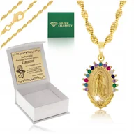Biżuteria dla dzieci - PIĘKNY POZŁACANY NASZYJNIK MATKA BOSKA 18K GRAWER - miniaturka - grafika 1