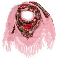 Apaszki i szaliki damskie - Chusta damska w kwiaty FLORAL HIGHLAND PINK - miniaturka - grafika 1