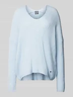 Swetry damskie - Sweter z dzianiny o kroju oversized z aplikacją z logo model ‘THORA’ - miniaturka - grafika 1