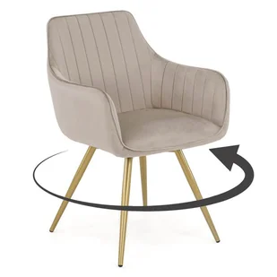 Krzesło obrotowe DC0084-2 beżowy welur #7 złote nogi - Krzesła - miniaturka - grafika 1