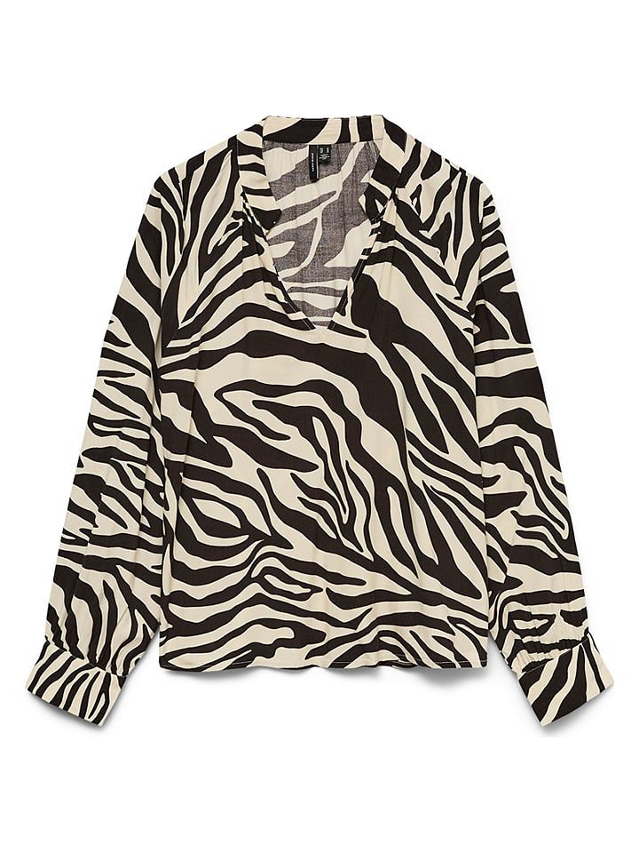 Vero Moda Bluzka w kolorze beżowo-czarnym