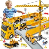 Samochody i pojazdy dla dzieci - Samochód Dla Dzieci Ciężarówka Laweta Auto Tir Duży Zestaw Resoraki Dźwig - miniaturka - grafika 1