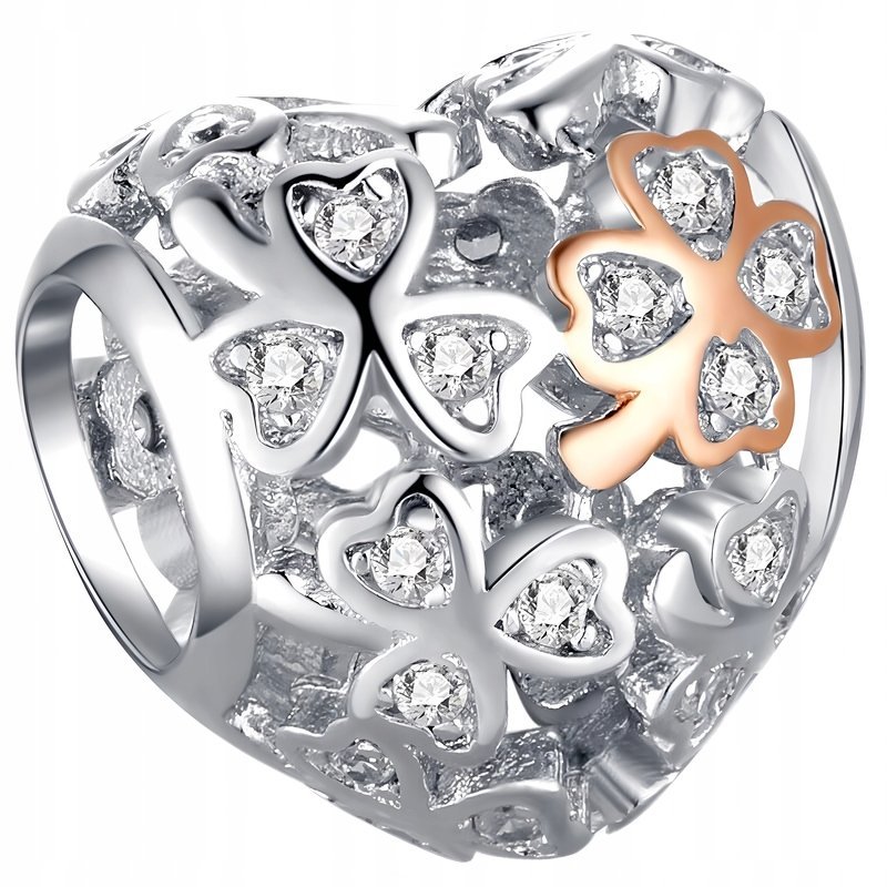 Charms Zawieszka CHarms Serce Koniczynki Charmsy Trusky