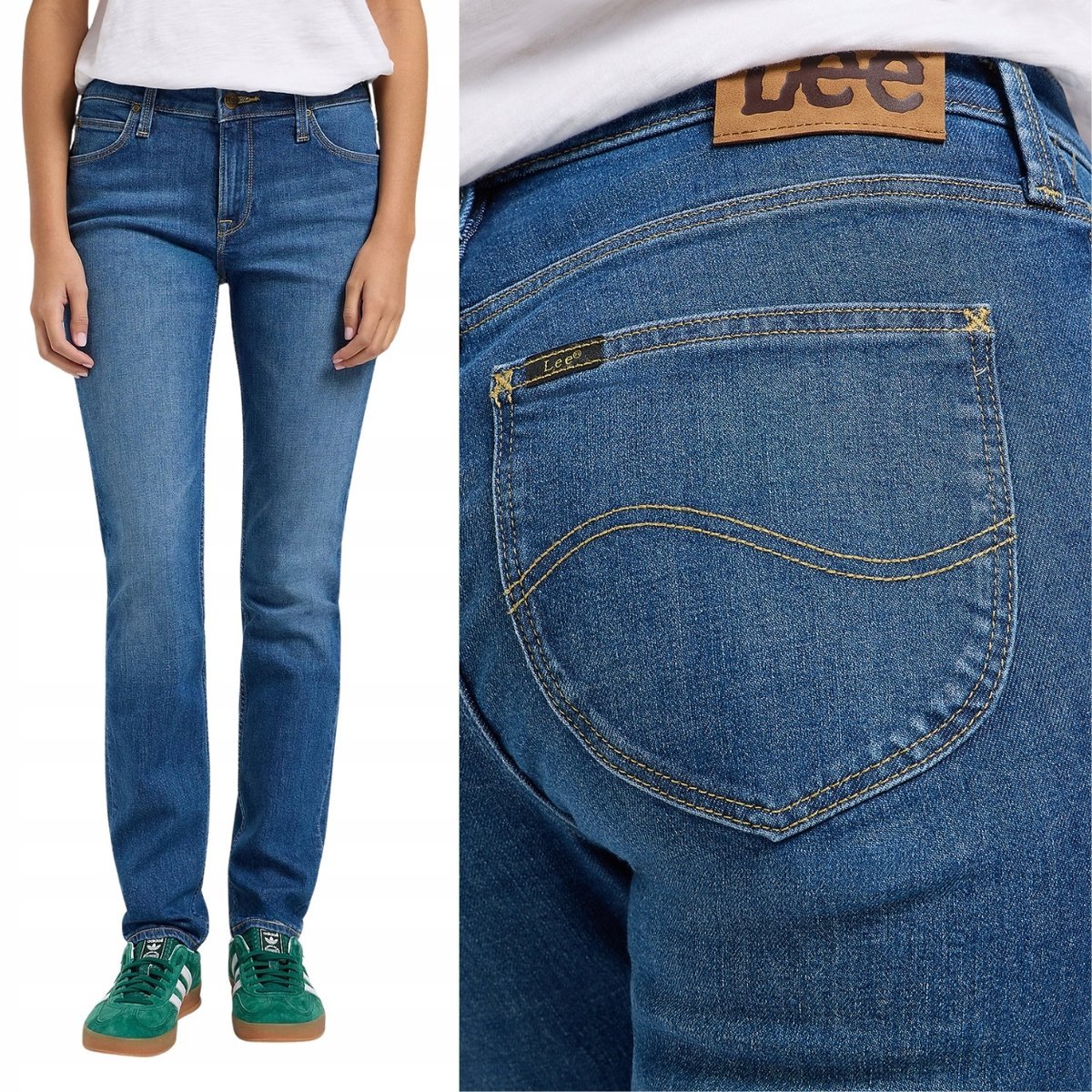 Lee ELLY SLIM Strength dopasowane damskie proste spodnie jeansowe W34 L33