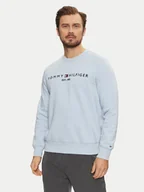 Bluzy męskie - Tommy Hilfiger Bluza Logo MW0MW11596 Błękitny Regular Fit - miniaturka - grafika 1
