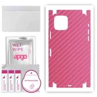 Szkła hartowane na telefon - Folia naklejka skórka strukturalna na TYŁ+BOKI do Apple iPhone 11 Pro -  Carbon Różowy - apgo SKINS - miniaturka - grafika 1