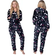 Piżamy damskie - PIŻAMA ONESIE Kigurumi Kombinezon Przebranie Kostium CZARNA SERCA[M-ONESIE5] - miniaturka - grafika 1