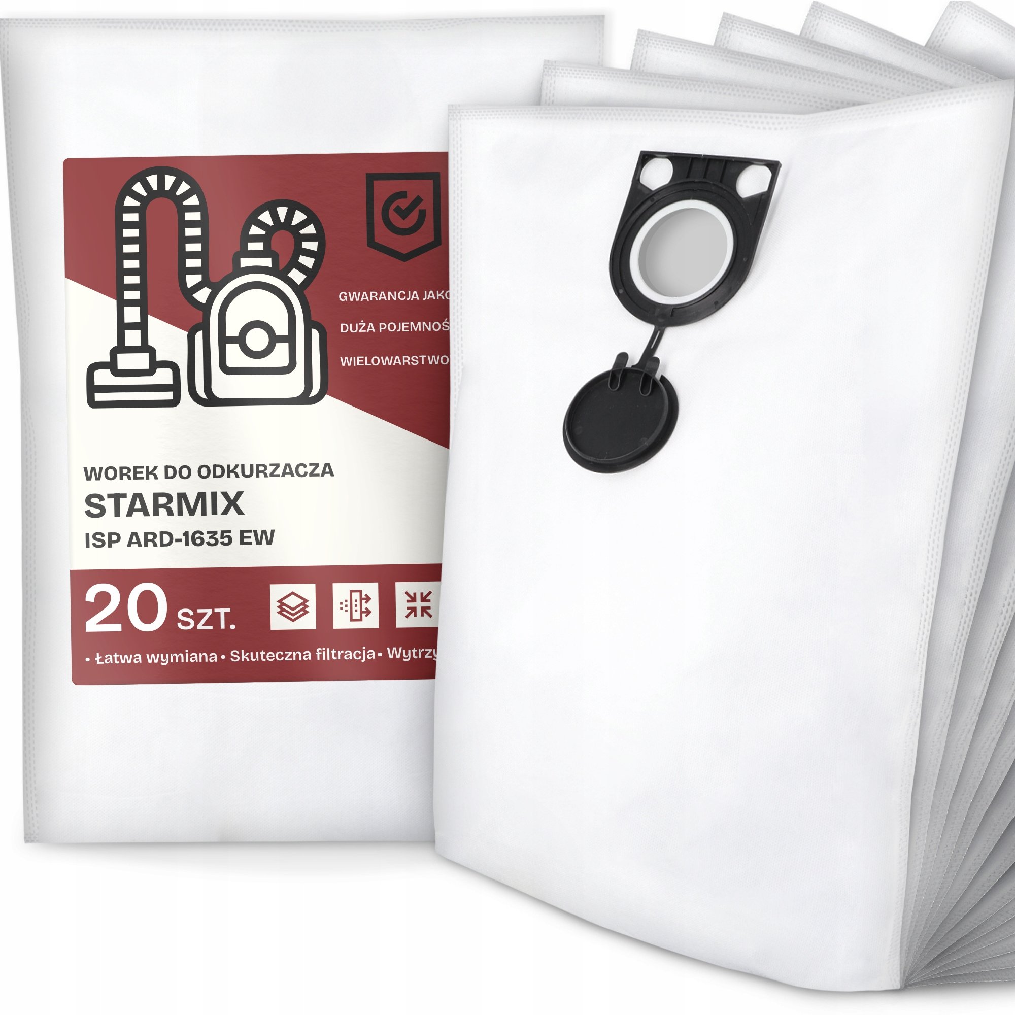 20x Worek do Odkurzacza Starmix Isp ARD-1635 Ew Syntetyczny Pojemny Duży G9