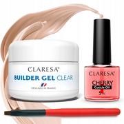 Utwardzacze do paznokci - Żel Claresa Builder Gel Clear 50g pędzelek oliwka mini zestaw - miniaturka - grafika 1