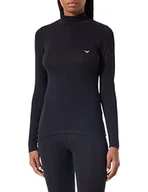 Koszulki i topy damskie - Emporio Armani Damska koszulka z długim rękawem Essential Studs Stock Neck, Czarny, L - miniaturka - grafika 1