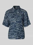 Bluzki damskie - Bluzka lniana o kroju loose fit z brustaszą - miniaturka - grafika 1