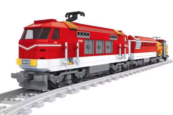 KLOCKI KONSTRUKCYJNE ZESTAW POCIĄG CZERWONY LOKOMOTYWA WAGONY DO UŁOŻENIA
