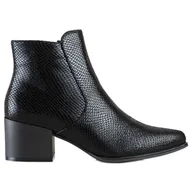 Botki damskie - Połyskujące Botki Snake Print Sergio Leone czarne - miniaturka - grafika 1