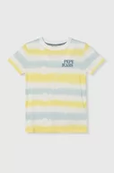Koszulki dla chłopców - Pepe Jeans t-shirt bawełniany dziecięcy REI kolor żółty wzorzysty - miniaturka - grafika 1