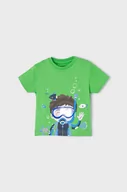 Koszulki dla chłopców - Mayoral T-shirt bawełniany dziecięcy kolor zielony z nadrukiem - miniaturka - grafika 1
