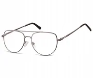 Okulary korekcyjne, oprawki, szkła - Sunoptic Okulary oprawki korekcyjne pilotki zerówki 889C grafitowy + srebrny - miniaturka - grafika 1