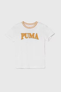 Koszulki dla dziewczynek - Puma t-shirt bawełniany dziecięcy PUMA SQUAD B kolor biały z nadrukiem - grafika 1