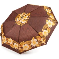 Parasole - Parasol Składany Automatyczny XL Parasolka Damska Pokrowiec Kwiaty Brązowa - miniaturka - grafika 1